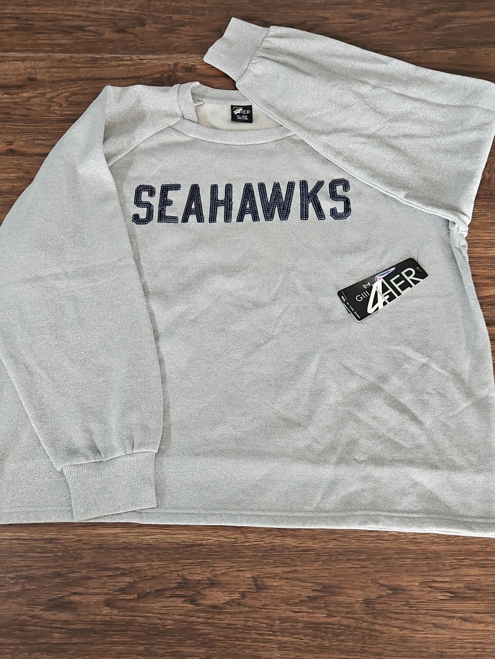 Seattle Seahawks GIII 4Her Women's XL Sequin Shimmer Sweater/Sweatshirt NWT